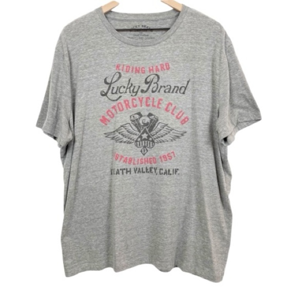 Lucky Brand Motorcycle Club T Shirt Mens XL Gray Retro Graphic Thin Lightweight